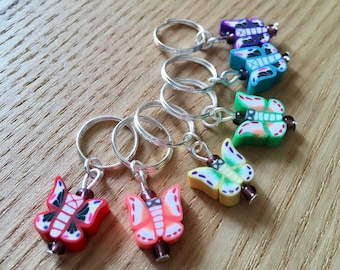 Knitting Stitch Markers Set, Snag Free Stitch Markers, Polymer Clay Stitch Markers, Butterfly Stitch Markers, Knitting Tools, Gift Knitters