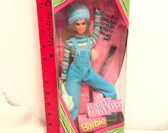 Vintage Cool Blue Barbie Jointed Body 90's Style Doll