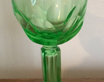 A splendid uranium green glass goblet from the 1930's.