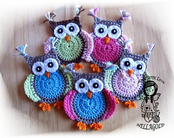 Crochet PATTERN, Applique Jolly Owl, DIY Pattern 4, Instant Download