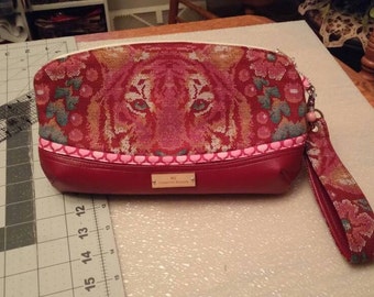 Clematis Pouch, Wristlet, Tula Pink Crouching Tiger Fabric