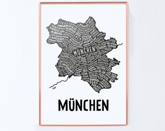 München Munchen München Citymap, Deutschland Karte, Grafik-Design, Poster, Print, Geschenk, attraktivem
