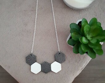 Leather bib necklace