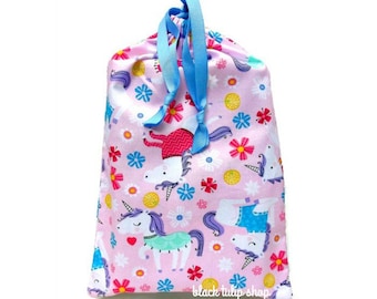 Unicorn Holder For Personal Planners Pink Blue Unicorns Drawstring Pouch Kids Tote Bag