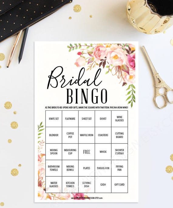 Bridal Shower Bingo Game 76 Unique Game Sheets Wedding