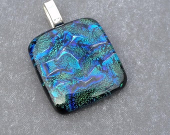 Emerald Green and Blue Dichroic Pendant