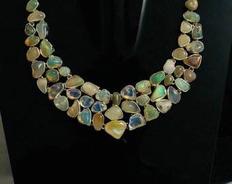 925 Sterling Silver Opal Necklace
