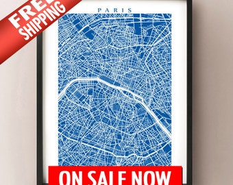 Paris Map Print - Vertical/Portrait Layout