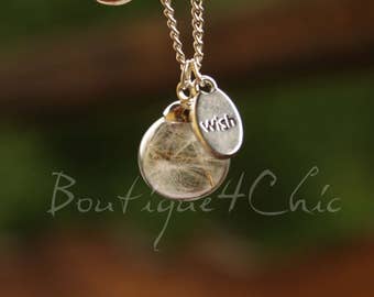 Real dandelion wish necklace, real flower necklace