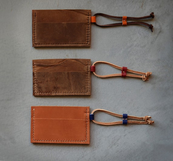 Items similar to Handstitched Leather Card Holder Wristlet/ Leather