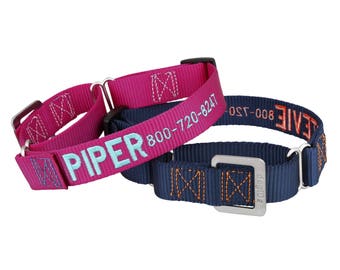 Embroidered Martingale Dog Collars - Nylon Martingale Collars with Personalized Embroidery