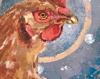 Chicken Head #10 - original painting by Andrew Daniel