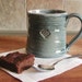 Mug - Large Blue Coffee or Tea Mug with Square Spiral Stamp