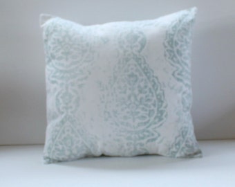 Manchester Snowy Floral Pillow Cover- Snowy Blue and White Decorative Couch Pillow 18x18- Ready to Ship
