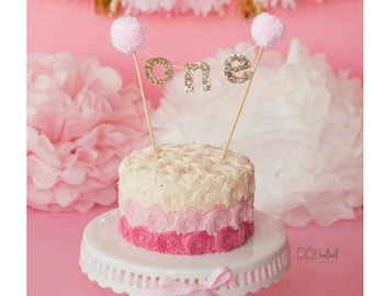 Pink and gold Cake Banner For First Birthday | First Birthday Cake Banner |Cake Smash