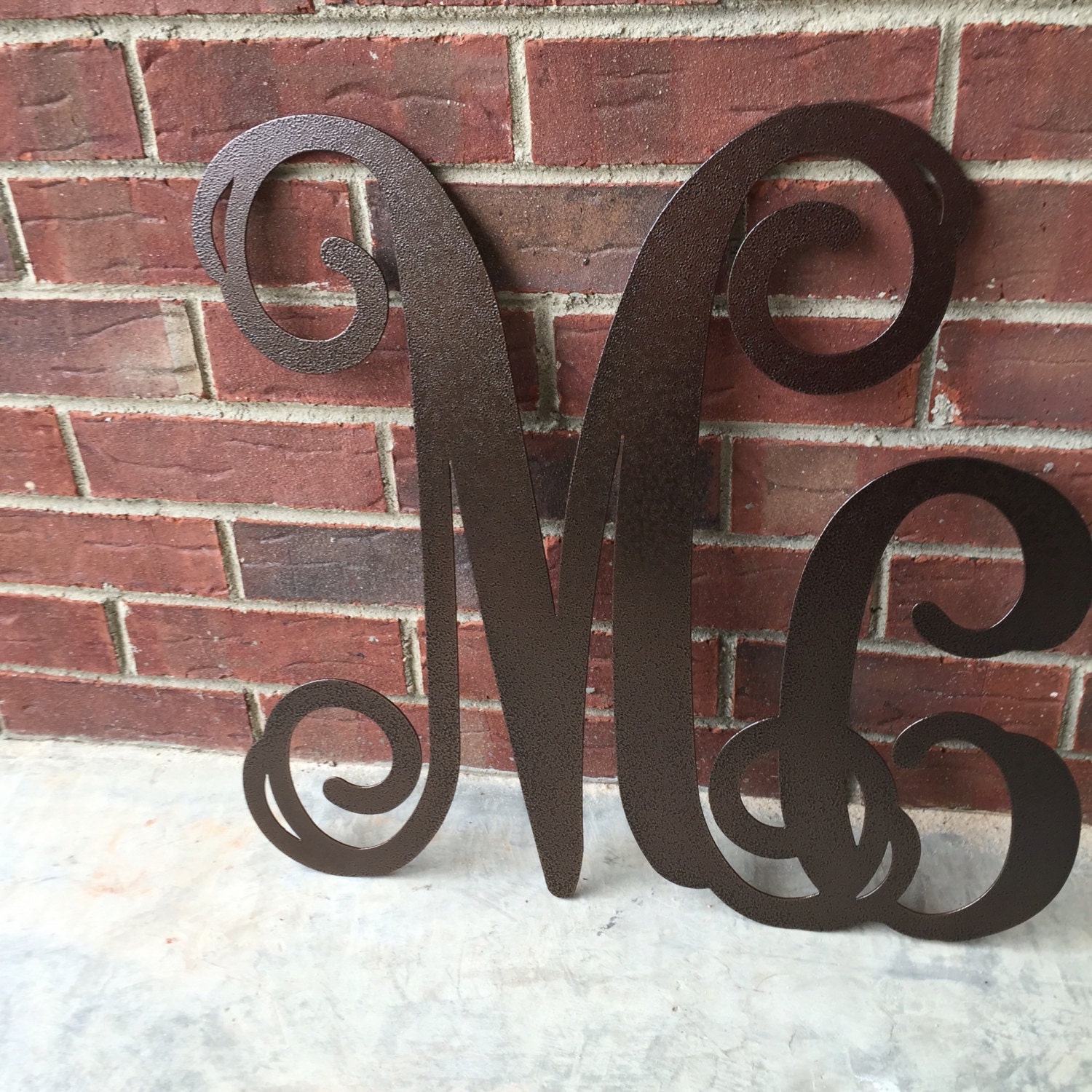 Large Metal Letters- Mc/ Initial Wreath, Door Monogram,monogrammed metal wreath,wedding gift ...