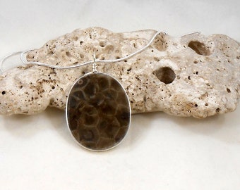 Petoskey Stone Pendant with Crinoids!
