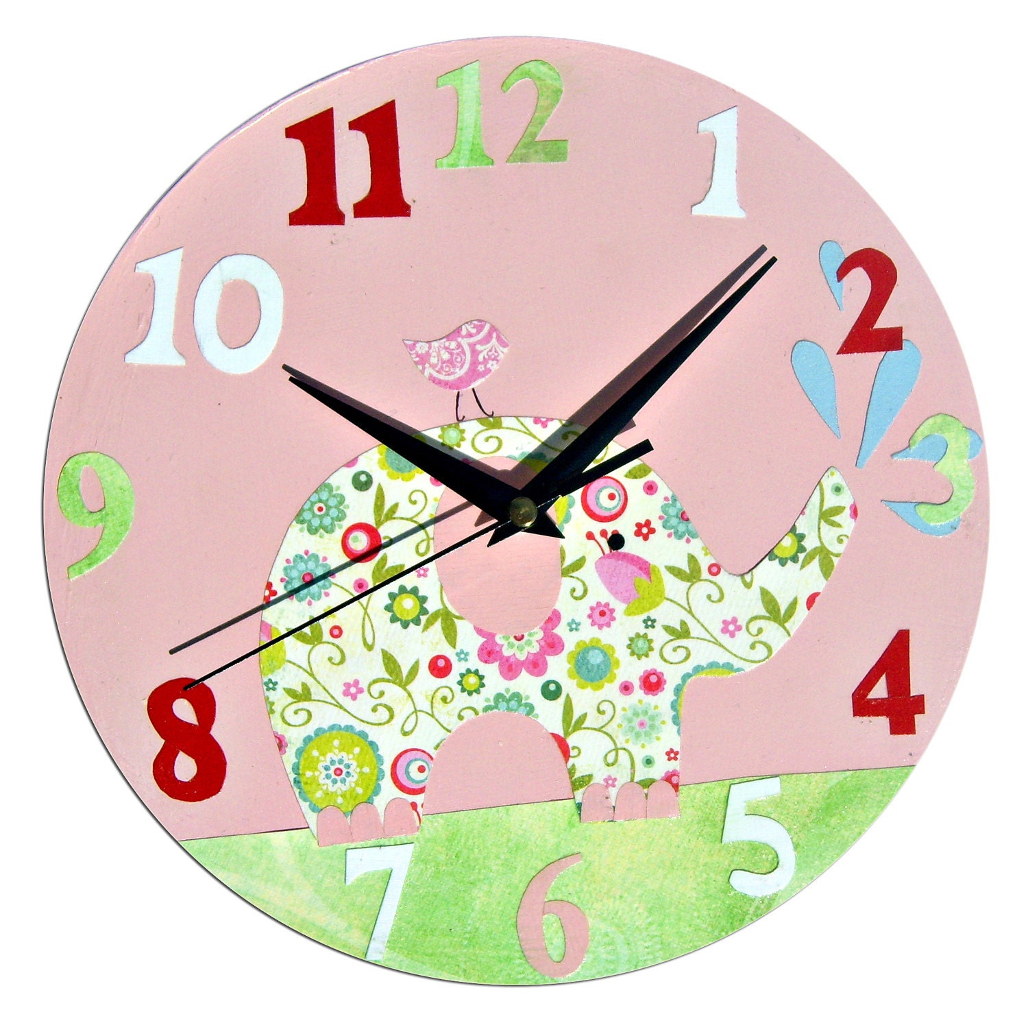 Elephant Clock / Children's Wall Clock / Nursery Clock