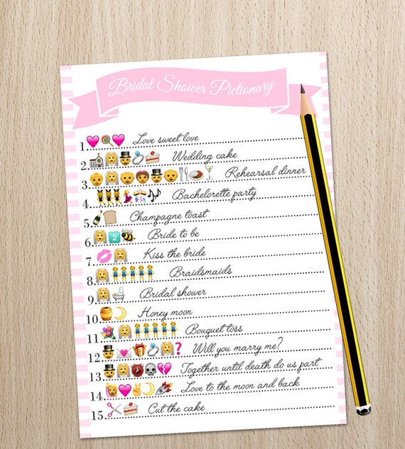 Bridal Shower Game Wedding Emoji Pictionary Printable