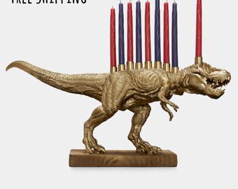 Pre-order for Hanukkah 2018: Gold Dinosaur Menorah