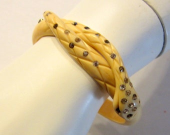 1920's, Egyptian Revival, Art Deco, Celluloid Asp Coiled Bracelet