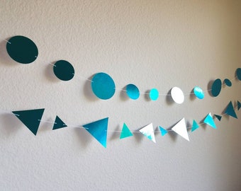 Teal Metallic Garland, Teal Garland, Teal Banner Accent, Teal Party Decorations, Teal Metallic Decorations, Teal Decorations