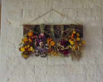 Dried Flower Rack, Herb Rack, Rack for Dried Flowers, Country Wall Decor, Rustic Wedding Decor, Cottage Decor, Wall Rack