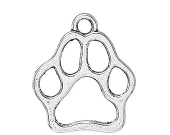 25 pieces Antique Silver Dog Footprint Charms
