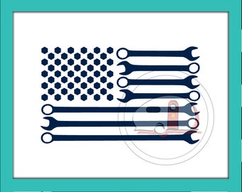 American Flag, SVG, Mechanic, Flag Cut File, Wrench, Patriotic, Flag, American Flag SVG, Patriotic Car decal, American Pride, Decal, America