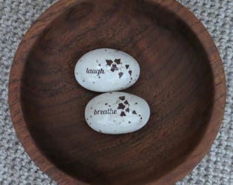 Pebble Rattles Set of 2 - Handmade Stoneware Pottery Ceramic - White - Ivy