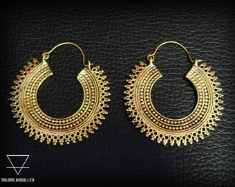 Boucles d'oreille laiton # brass earrings # tribal hoop 44-637