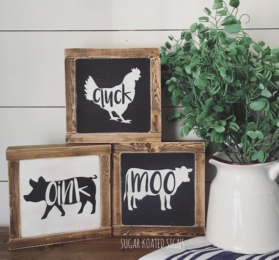 Farm Animal 3 Piece Set // Farmhouse Decor // Cow Sign // Pig Farm Animal 3 Piece Set Farmhouse Decor Cow Sign Pig