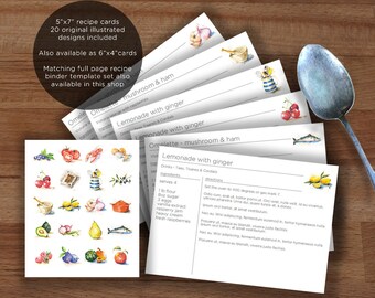 5x7 recipe card etsy