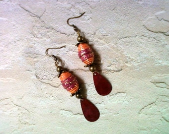 Fuschia and Orange Earrings(1580)