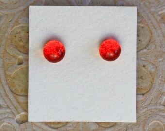 Dichroic Glass Earrings, Orange DGE-1295