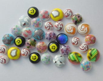 Fused Glass Millefiori Mini Cabs - Cabochons - Lampwork Beads - Fused Glass - Flower Beads - Glass Bead - Findings 5234