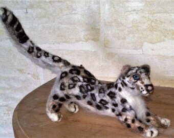 Beautiful needle felted snow leopard