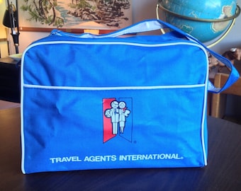 Vintage Travel Agents International Blue Canvas Bag