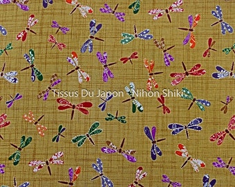 Fabric Dragonfly motif - fabric beige Japanese fabric - fabric - fabric with dragonflies - Dragonfly - Coupon fabric fat quarter TU203 50x50cm