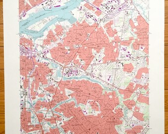 Antique Camden, New Jersey & Philadelphia, Pennsylvania 1967 US Geological Survey Topographic Map – Pennsauken, Maple Shade, Cherry Hill