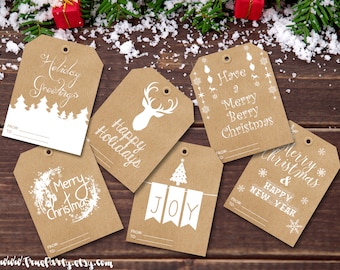 Christmas Gift Tags Holiday Tags Christmas Labels Kraft Card Tags Crochet Label Present Tags Reindeer Christmas Tags Set of Kraft Cards Xmas
