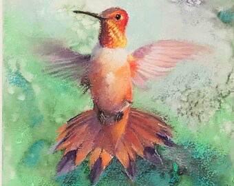 Hummingbird Painting Original Bird Art