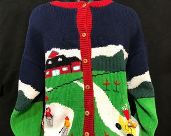 90's Vintage Golf Cardigan- Made in PERU