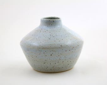 Light blue speckled stoneware vase