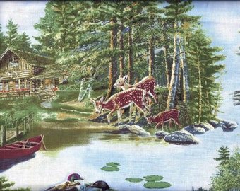Wilderness Camp Canoe Deer Ducks Eagle Curtain Valance