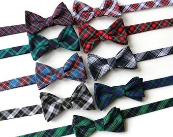 Tartan Plaid Bow Tie~Mens Self Tie Bow Tie~Mens Pre Tied~Anniversary Gift~Wedding Tie~HoBo Ties~Cotton Bow Tie~Mens Gift~Wedding~Mens Plaid