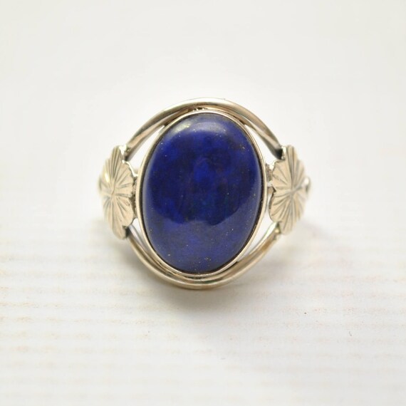 Sterling Silver Lapis Lazuli Ring Sz 8 #9253