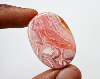 63 Cts Natural Top Quality Pink Rhodochrosite Gemstone Loose Cabochon Oval Shape 35x25x5.5 MM R10387