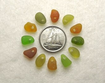 Drilled Sea Glass Beads Sew on Beads Beach Glass Tiny Charms One of a Kind Beads for Jewelry Making