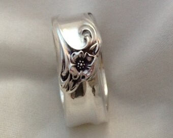 Spoon Ring, Gaiety 1961, Vintage Silverplate Ring, Size 4 to 12, Handmade Ring, Vintage Ring, Floral Ring, Silverware Jewelry